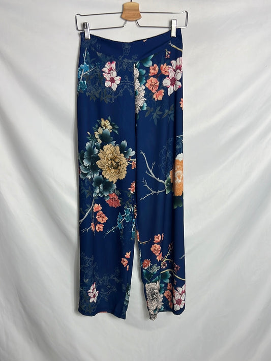 OTRAS. Pantalón fluido azul flores. T M