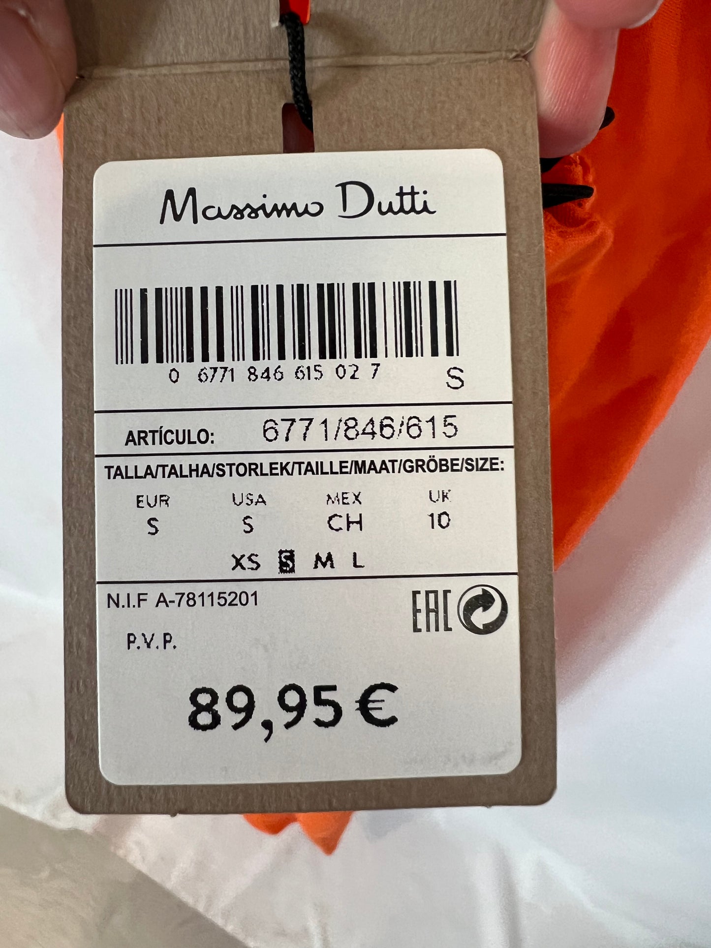 MASSIMO DUTTI. Vestido naranjas espalda cruzada T.s