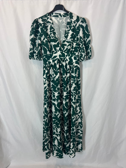 OTRAS. Vestido largo estampad verdes. T S