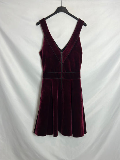 MAJE. Vestido burdeos terciopelo. T 2 (M)