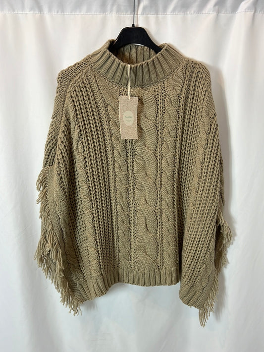 HUG&CLAU. Poncho beige ochos T.u(s/m)