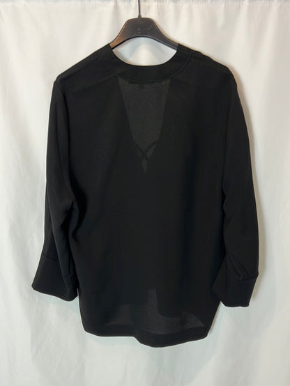 IRO. Blusa negra fluida detalle escote. T 38