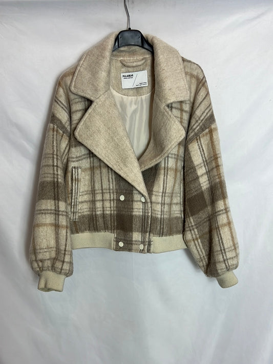 PULL&BEAR . Chaqueta estilo bomber cuadros . T M