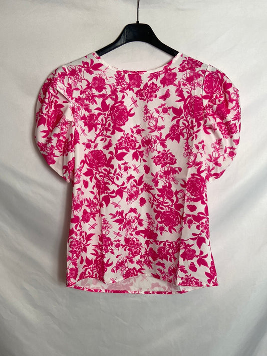 SHEIN. Blusa rosa estampado flores T.XS