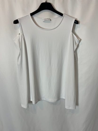 CALVIN KLEIN. Top blanco elástico hombros. T S