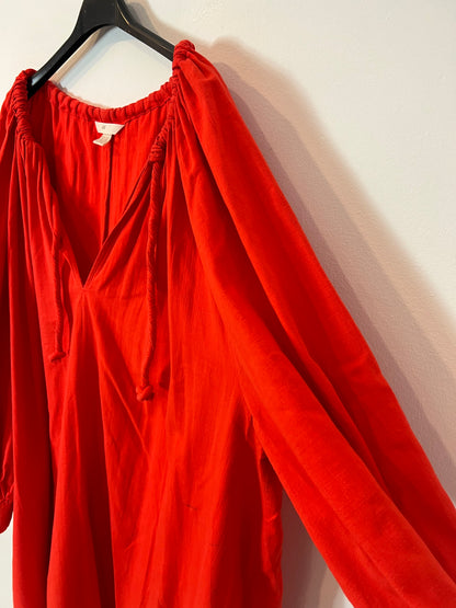 H&M. Vestido largo rojo detalle cuerda cuello  T.xxl