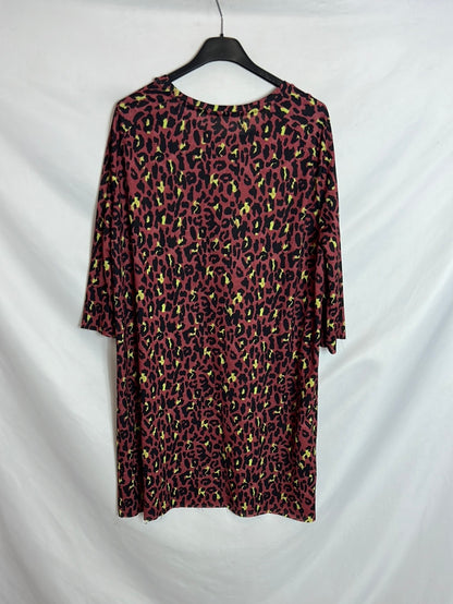 LEFTIES. Vestido corto burdeos print. T M