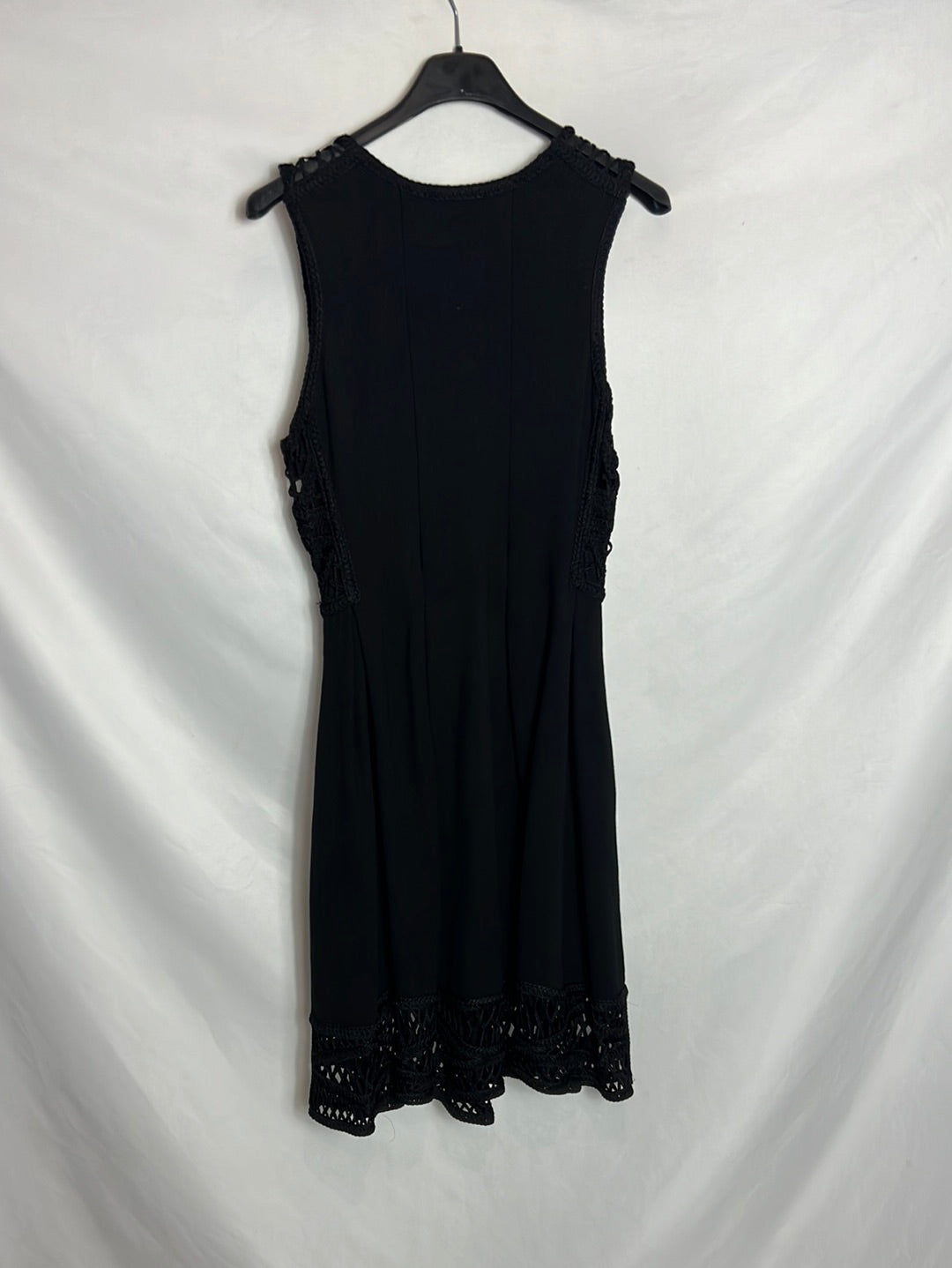 MAJE. Vestido negro doble textura. T 2(M)