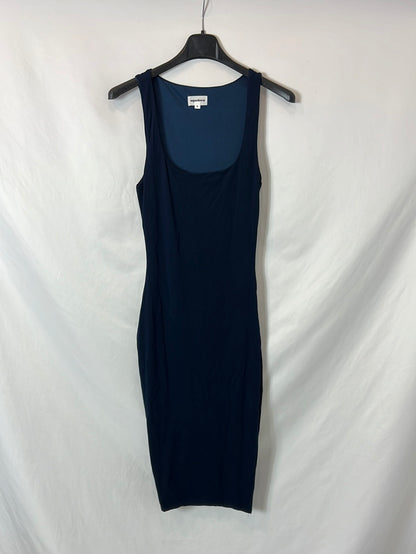 SUPERDOWN. Vestido azul midi entallado. T S