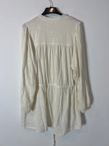 ALL THAT REMAINS. Vestido corto beige lino rustico T.6(xs/s)