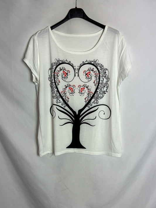 OTRAS. Camiseta blanca fluida dibujo. T M