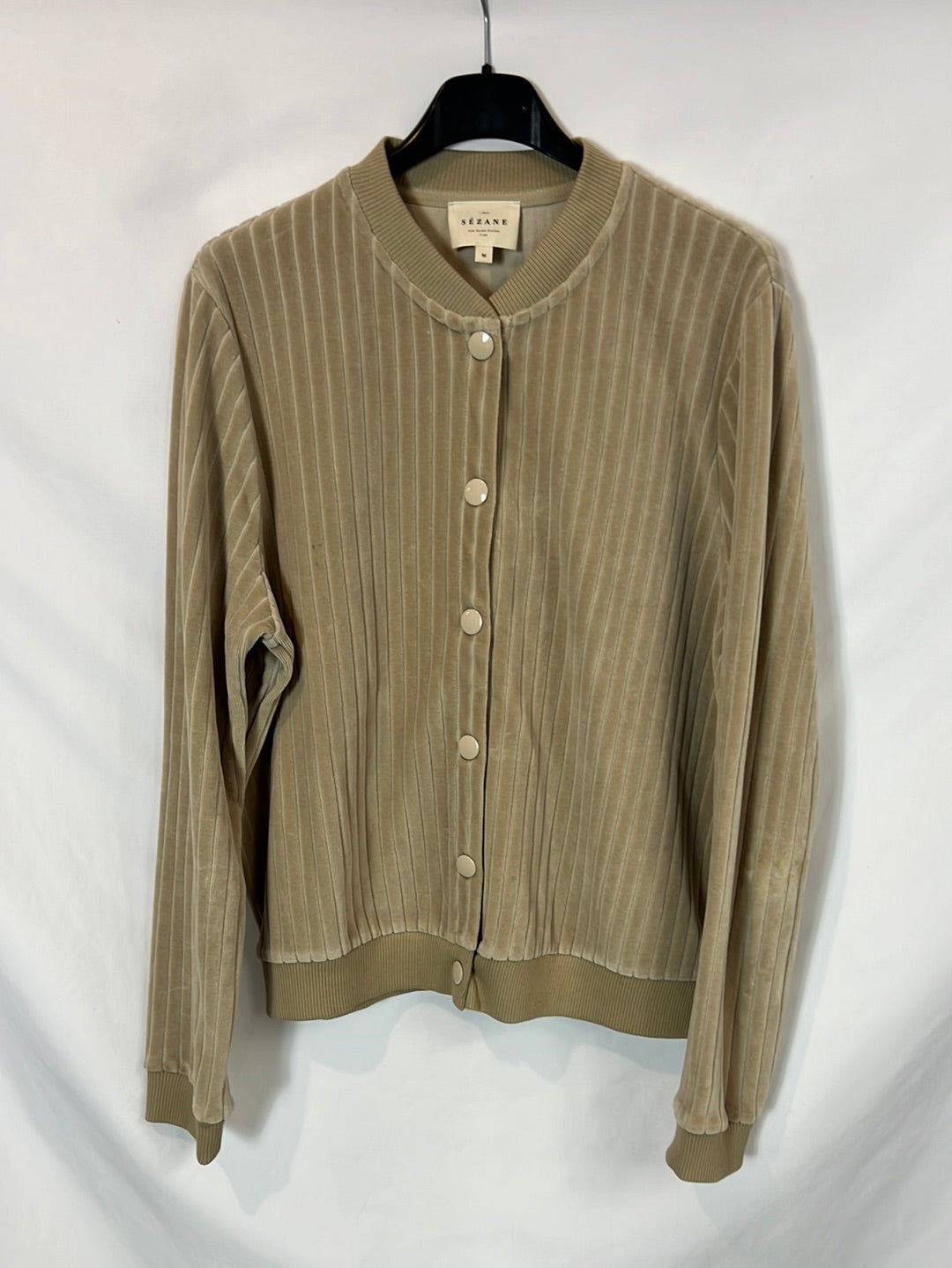 SEZANE. Bomber beige aterciopelada T.m