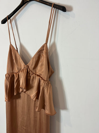 H&M. Vestido rosa nude satinado T.34