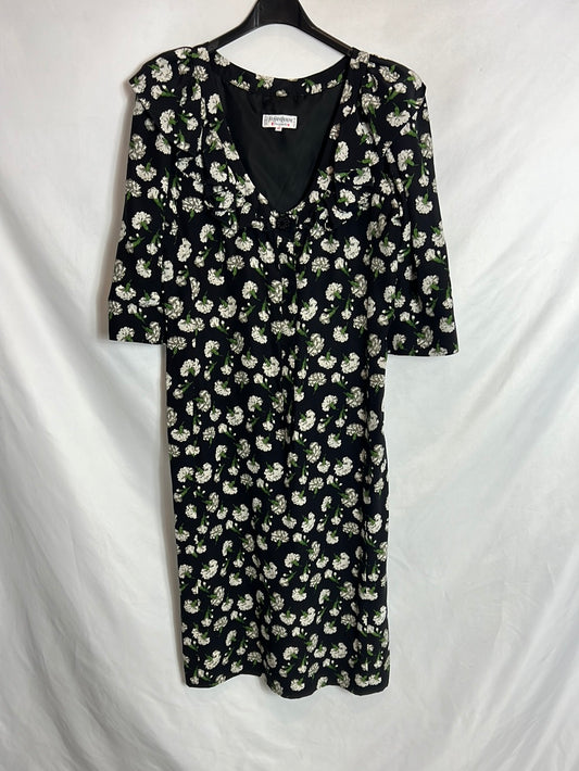 YVESSAINTLAURENT. Vestido midi vintage flores. T 42