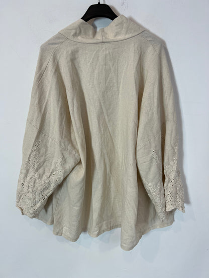 SENSE. Kimono beige detalles troquelado  Tu(s/m)