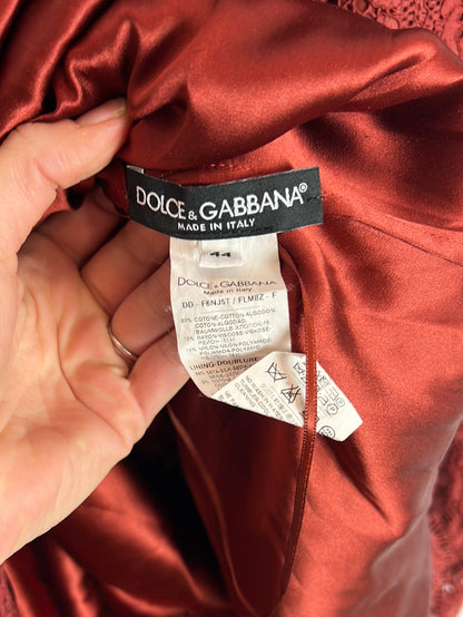 DOLCE&GABANNA. Vestido burdeos troquelado. T 44 (M)