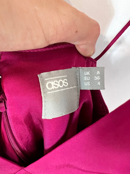 ASOS. Vestido midi buganvilla aperturas. T 36 (tara)