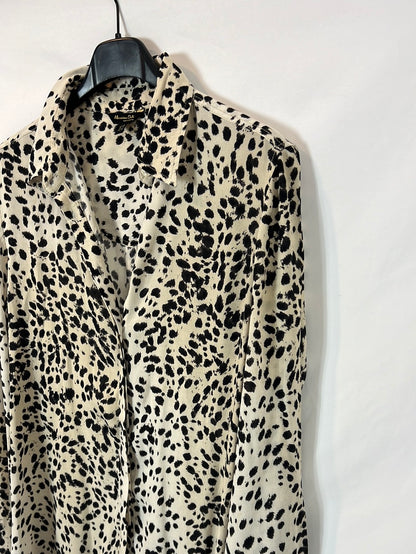 MASSIMO DUTTI. Camisa animal print fluida. T 38