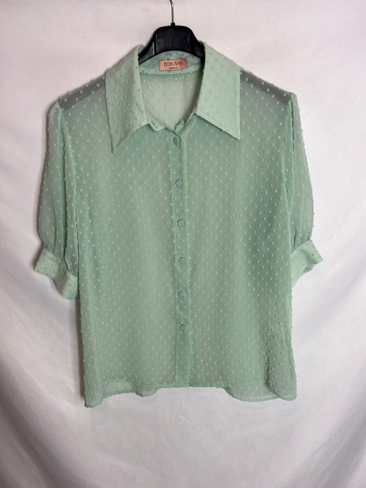 BIMANI. Blusa verde plumeti . T L