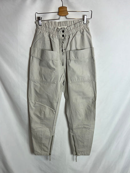 ISABEL MARANT ÉTOILE. Pantalón beige bolsillos. T 36