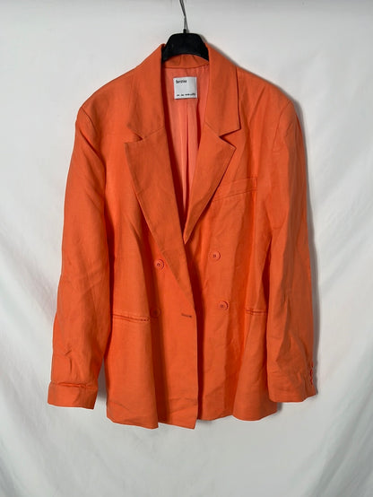 BERSHKA. Blazer naranja lino T.l