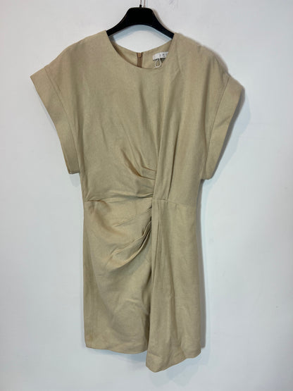 IRO. Vestido corto beige plisado T.36