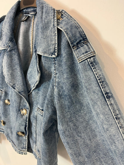 H&M. Chaqueta cruzada denim T.xs