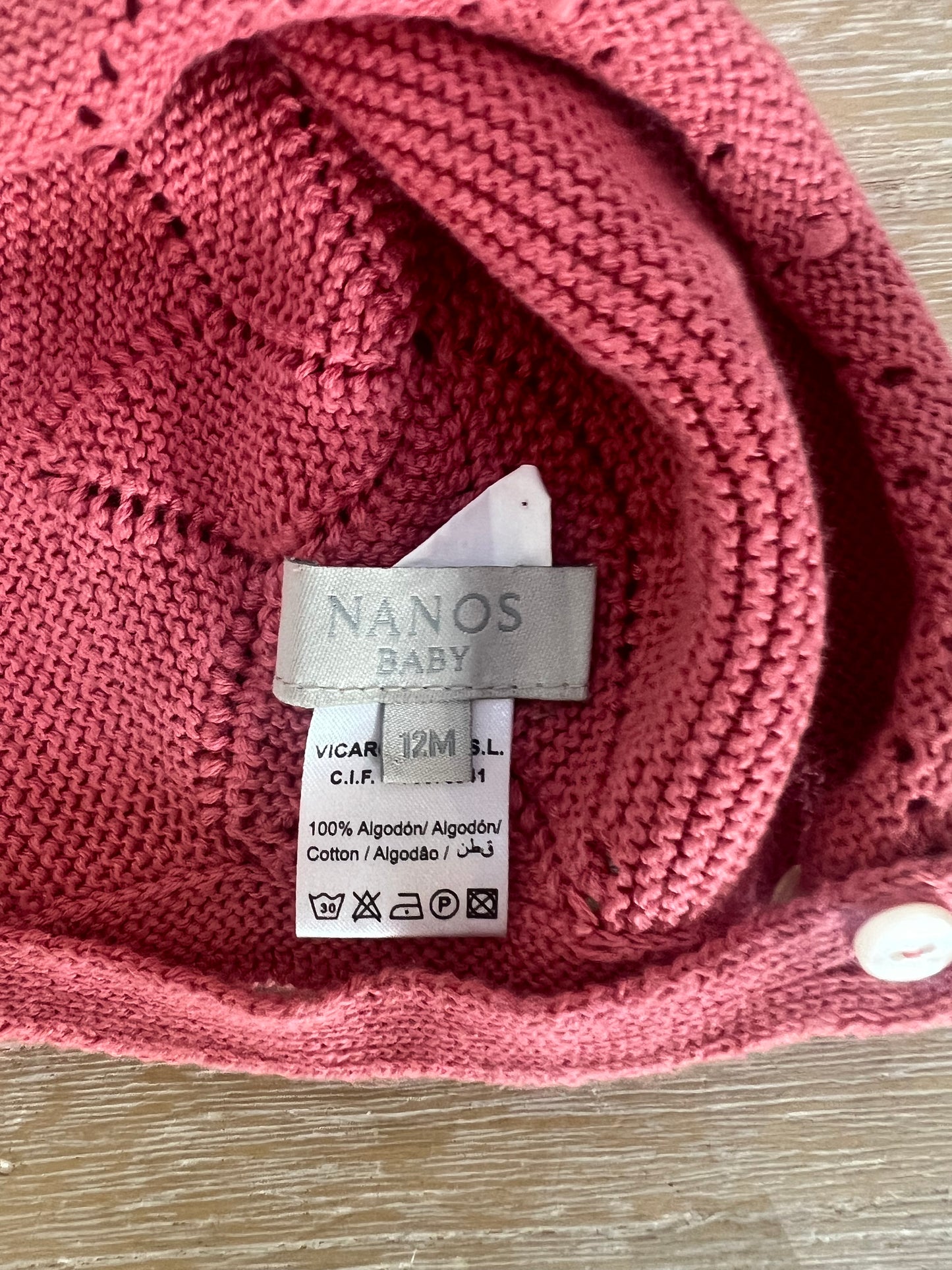 NANOS. Capota punto rosa. T 12 meses