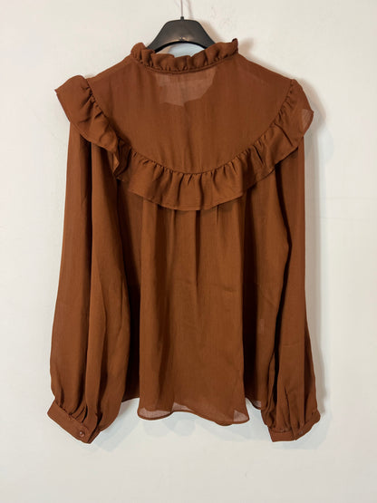 MANGO.Blusa marrón fluida. T M