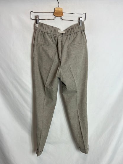 CAPPELLINI. Pantalón gris claro doble textura. T XS