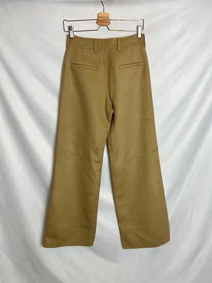 ZARA. Pantalón lana beige pata ancha. T XS