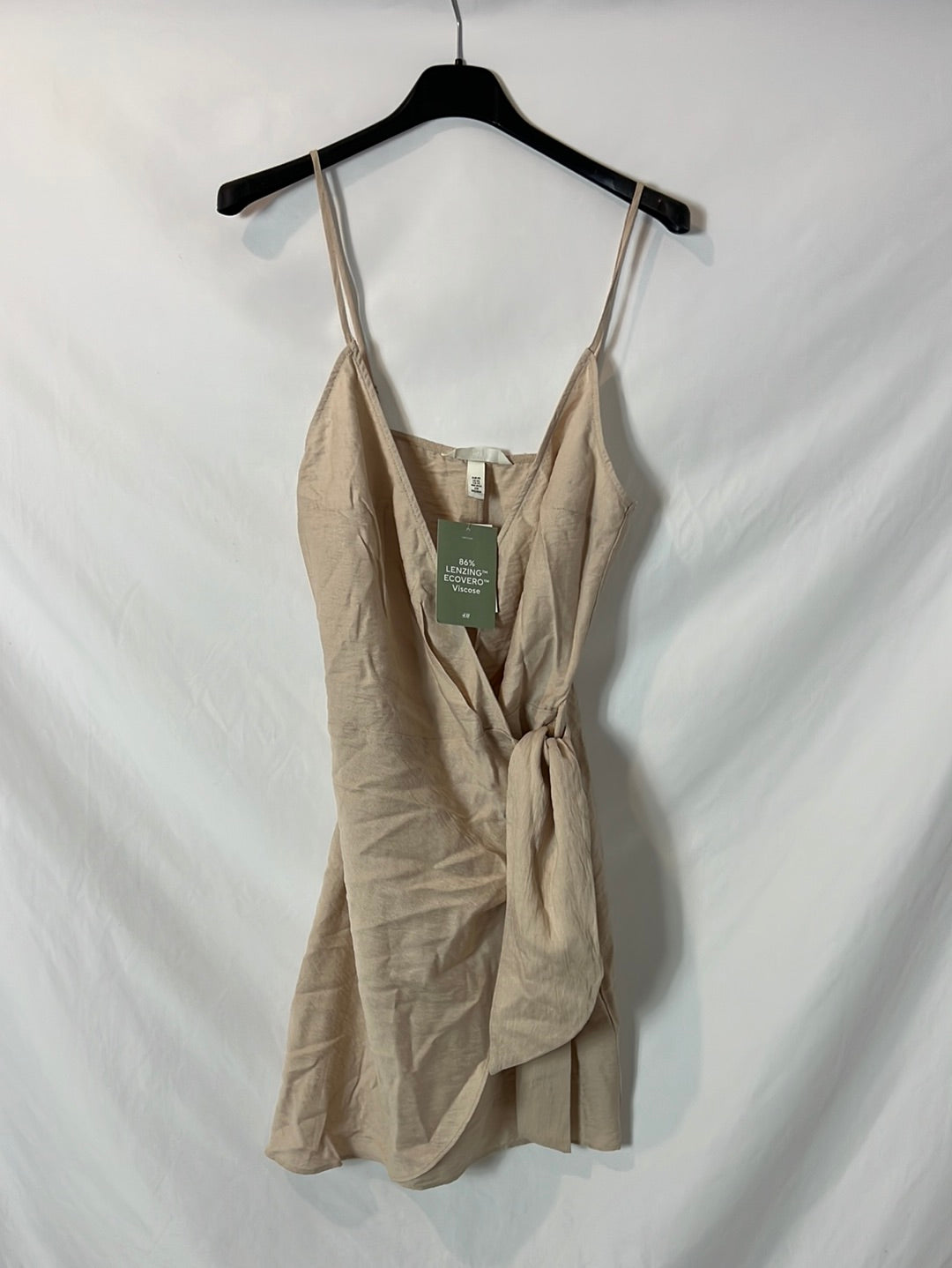 H&M. Vestido corto beige textura. T XS