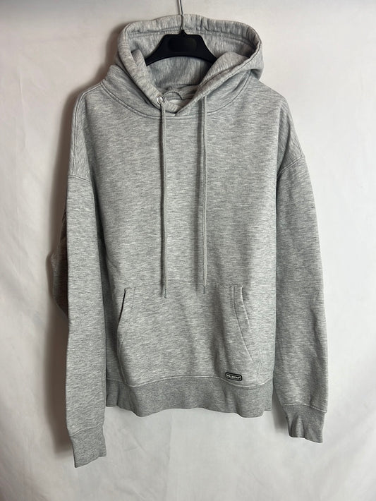 PULL&BEAR . Sudadera gris capucha. T M