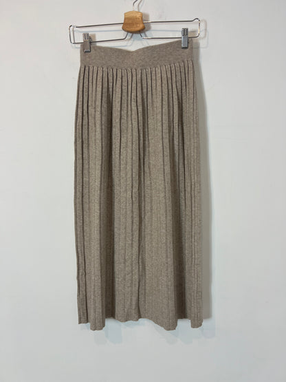 OTRAS. Falda midi beige canalé T.u(xs)