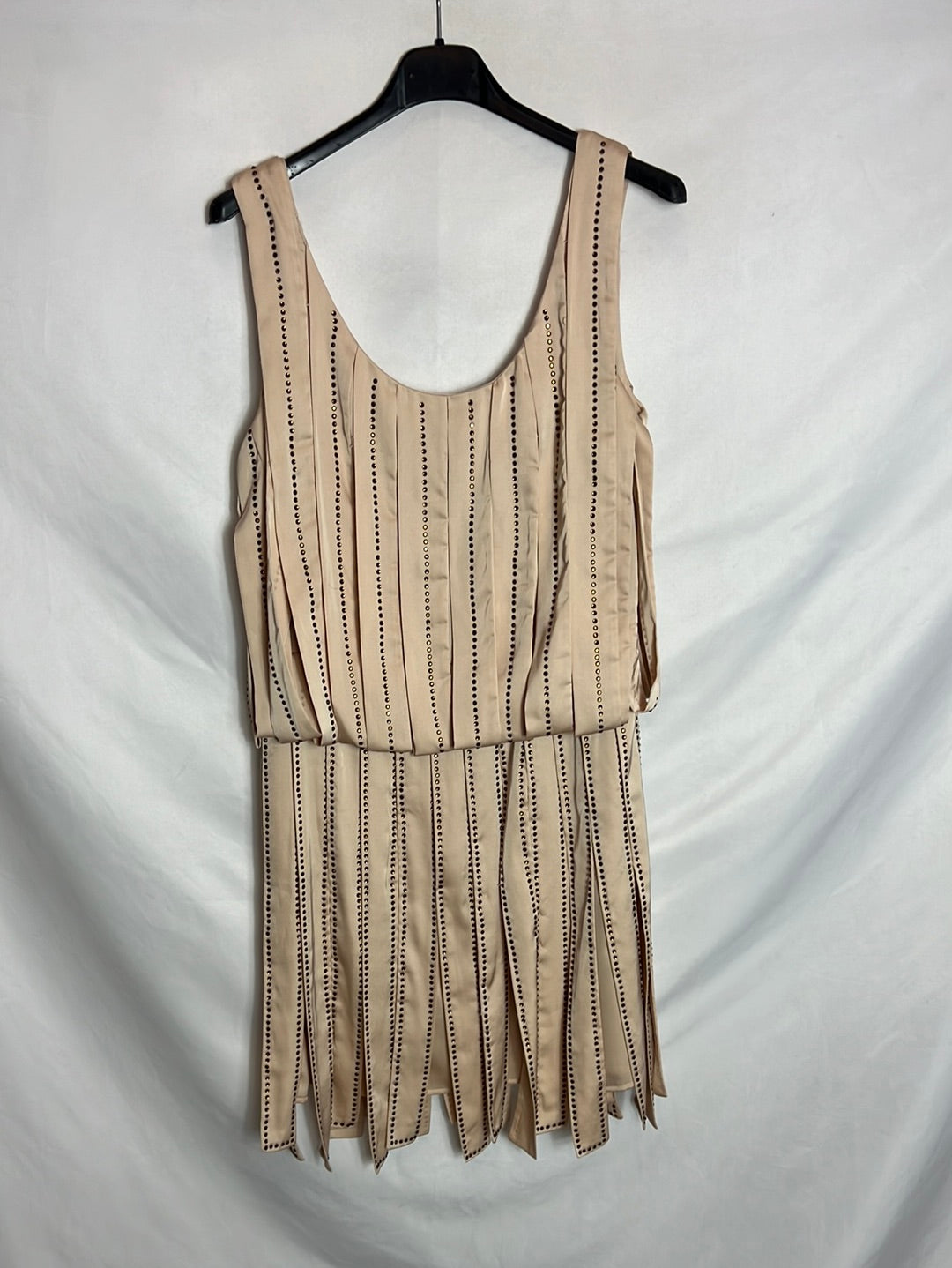 TINTORETTO. Vestido beige satinado tiras. T 38