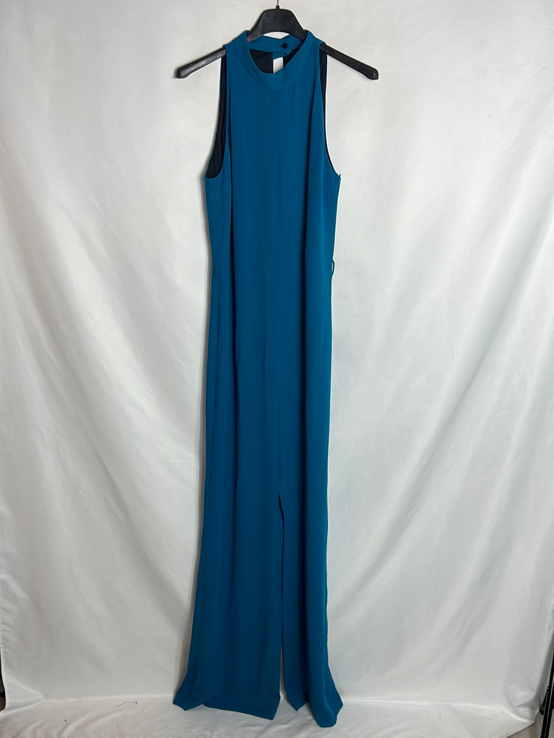 ZARA. Mono azul palazzo cuello halter. T XS