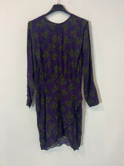 SLOWLOVE. Vestido corto morado estampado T.s