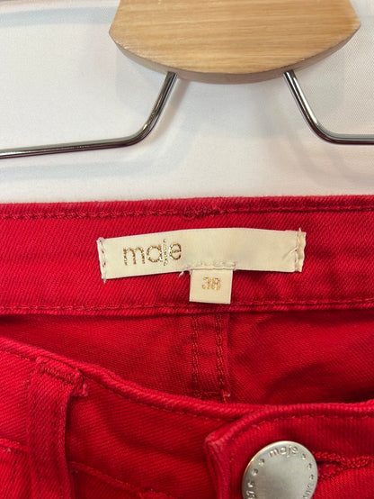 MAJE. Pantalón denim rojo T.38