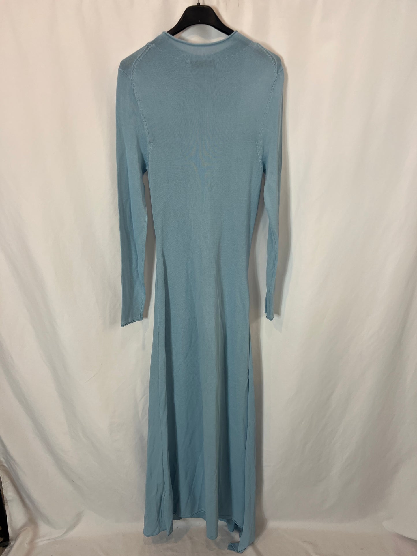 ZARA. vestido largo punto azul T.s