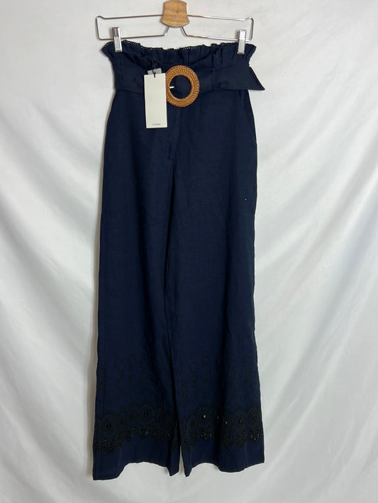 UTERQÜE. Pantalón azul ancho T.xs