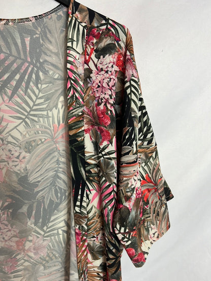 OTRAS. Kimono largo estampado tropical. T U