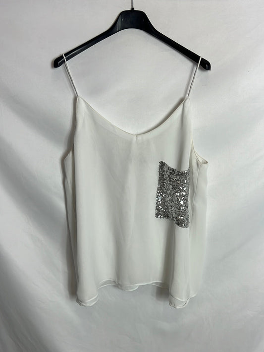 WHITE&ONE. Top blanco apertura espalda. T m/L