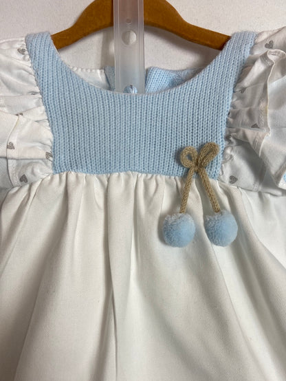 DEL SUR. Conjunto vestido blanco mangas azules y culetín T.2 años