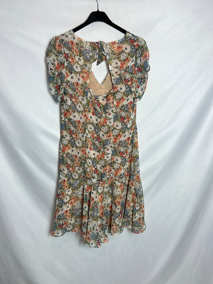 BDBA. Vestido corto gasa flores. TS