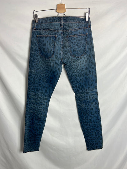 CURRENT ELLIOT. Denim animal print cintura baja. T 28( 38)