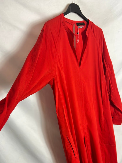 ISABEL MARANT . Vestido midi rojo lana  y seda. T 34