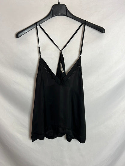 ISABEL MARANT ETOILE. Top negro satinado regulable. T 34(S/M)