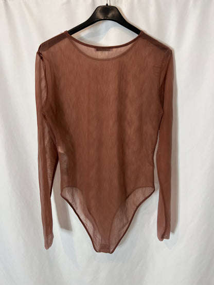 ZARA. Body rosa semitransparente T.l