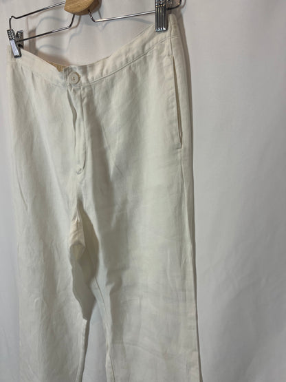 LASSERRE. Pantalón recto blanco lino. T 40