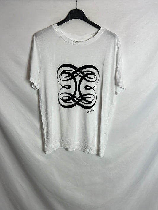 H&M. Camiseta blanca dibujo. T S